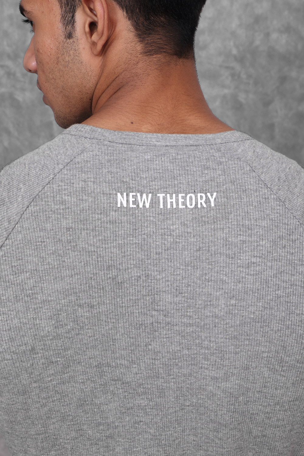 Muscle Up- Ribbed Henley T-shirts - Grey