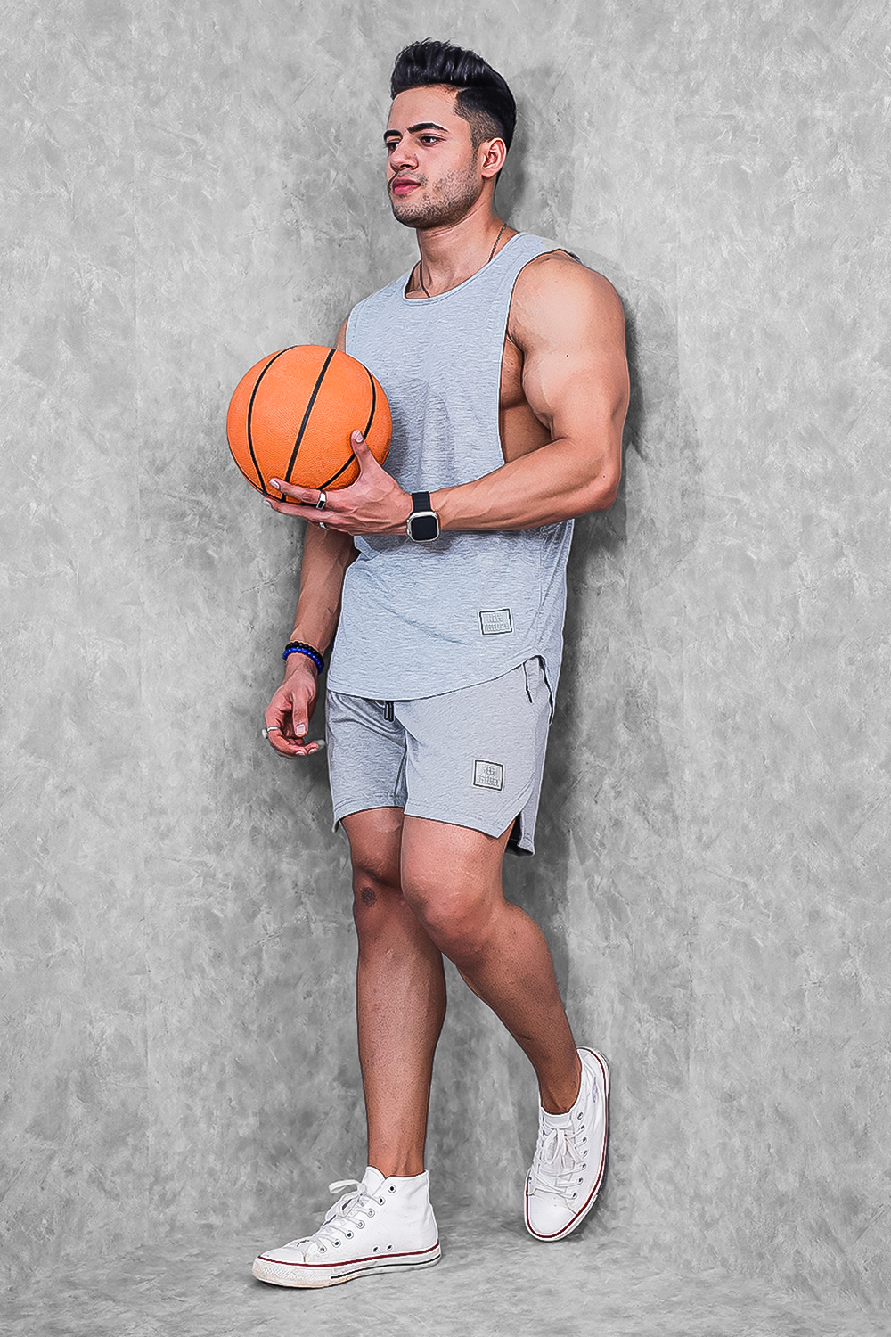 Active Gym Tank Top & Shorts Set- Grey