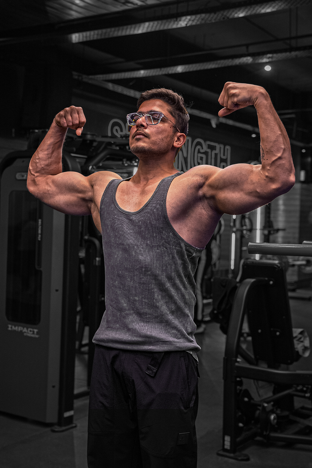 Washed Muscle-Up Ribbed Tank - Grey