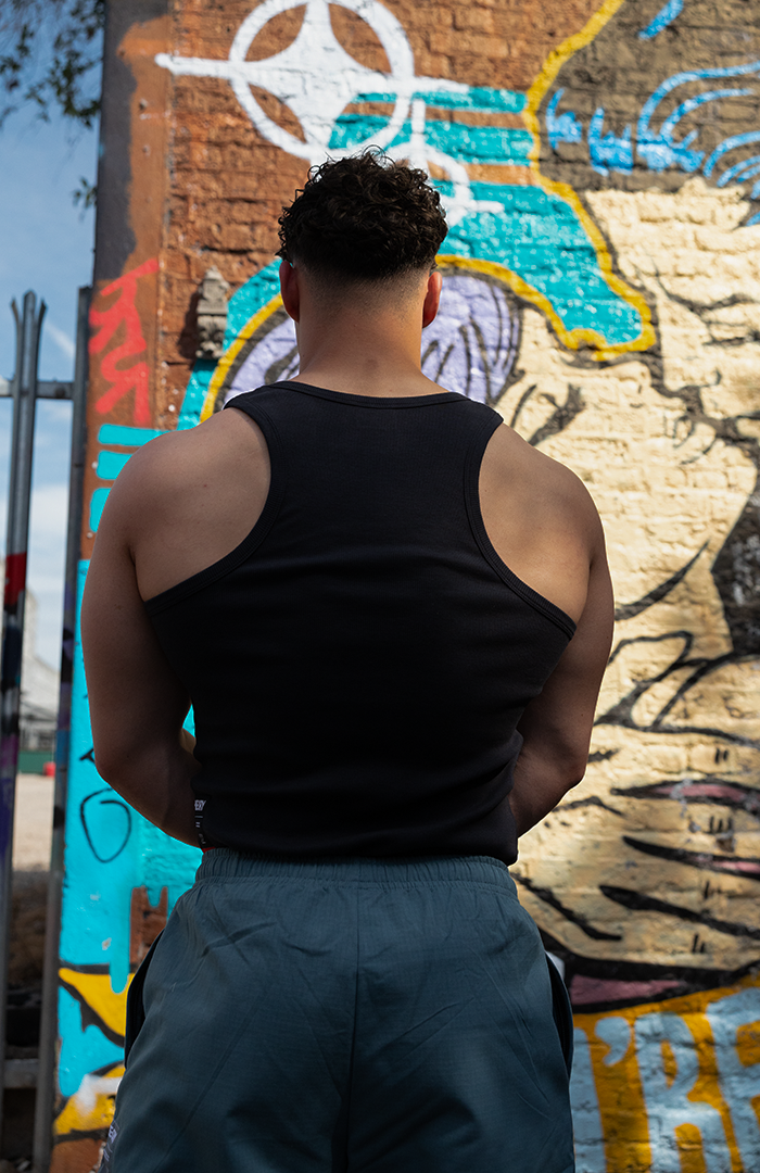 NT001 Ribbed Tank Black