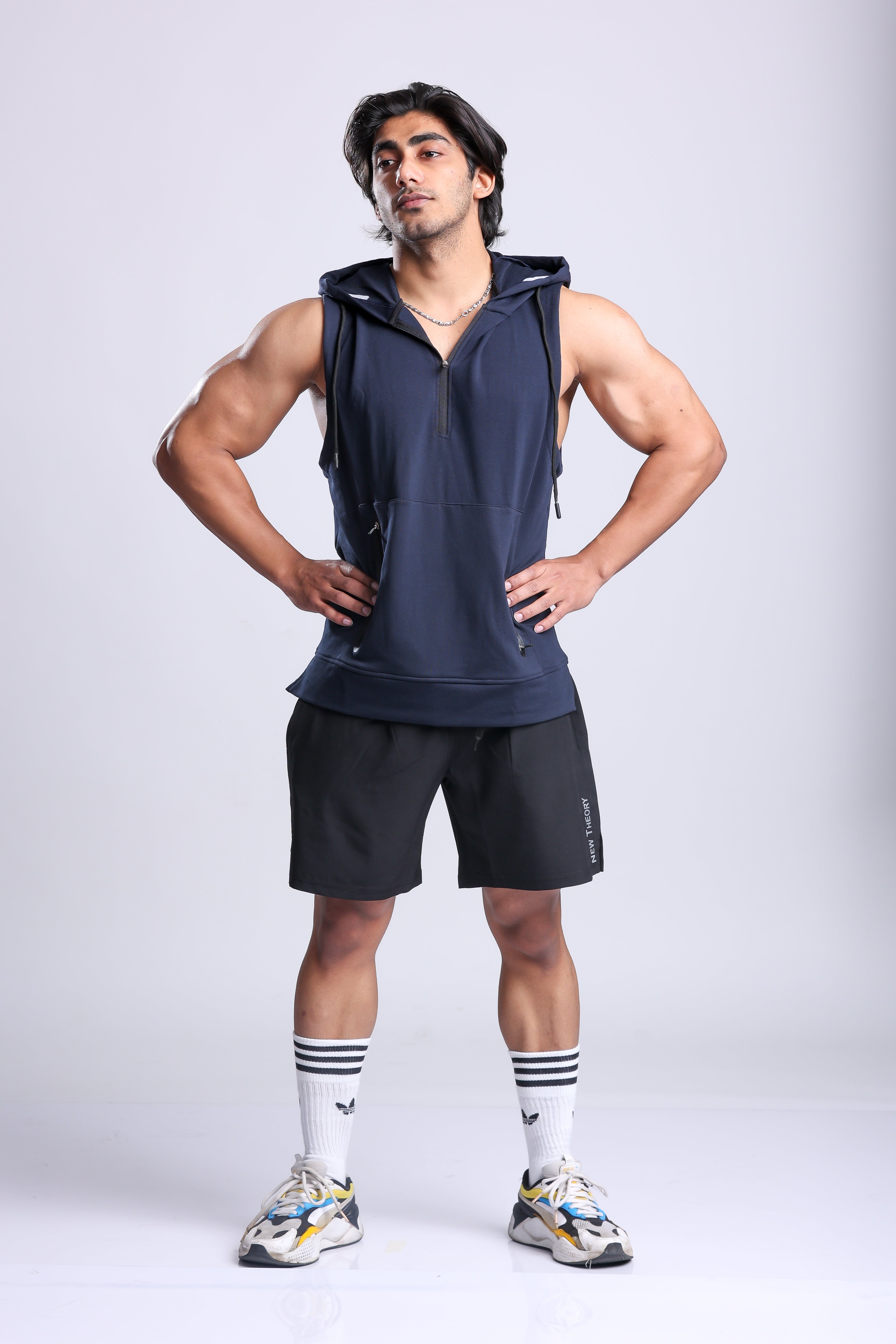 Athletic Training Sleeveless Hoodie- Navy