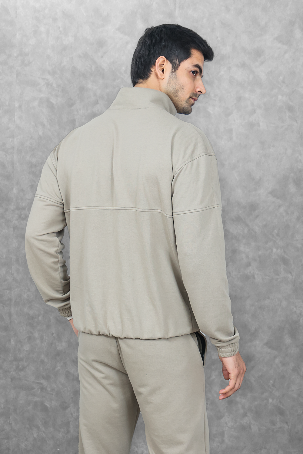 Studio Straight Fit Quarter Zip- Silver Sage