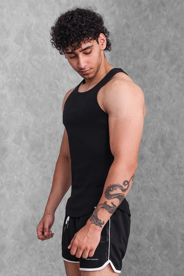 Buy Black Ribbed Gym Tank for Men Online - New Theory Clothing