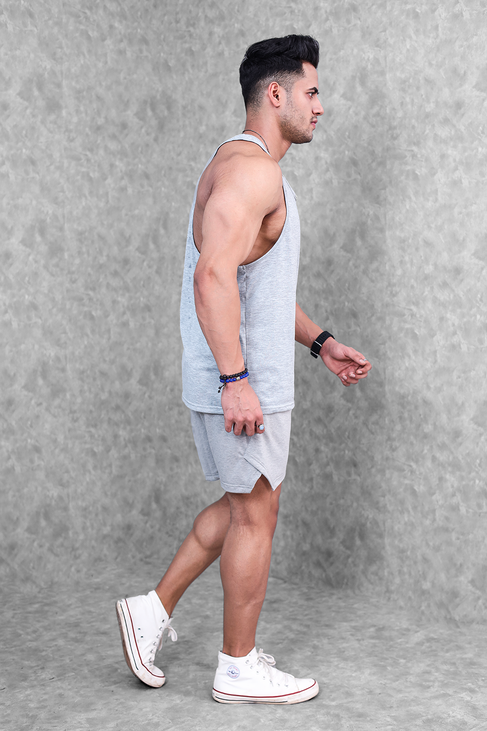 Active Gym Stringer & Shorts set- Grey
