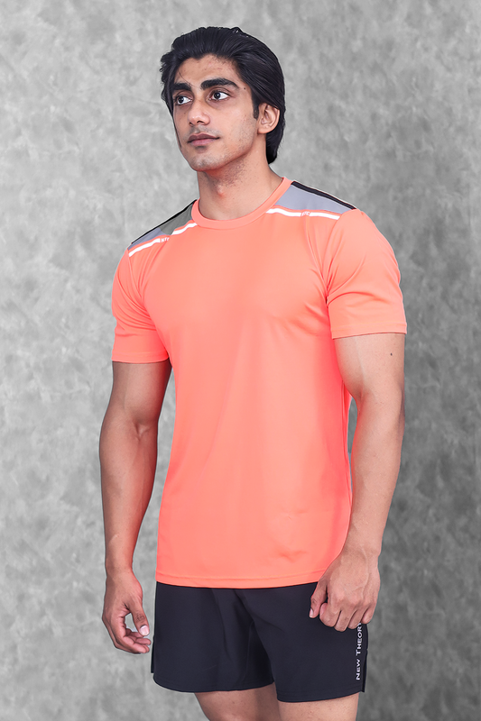 Active Panel T-shirt- Neon Orange