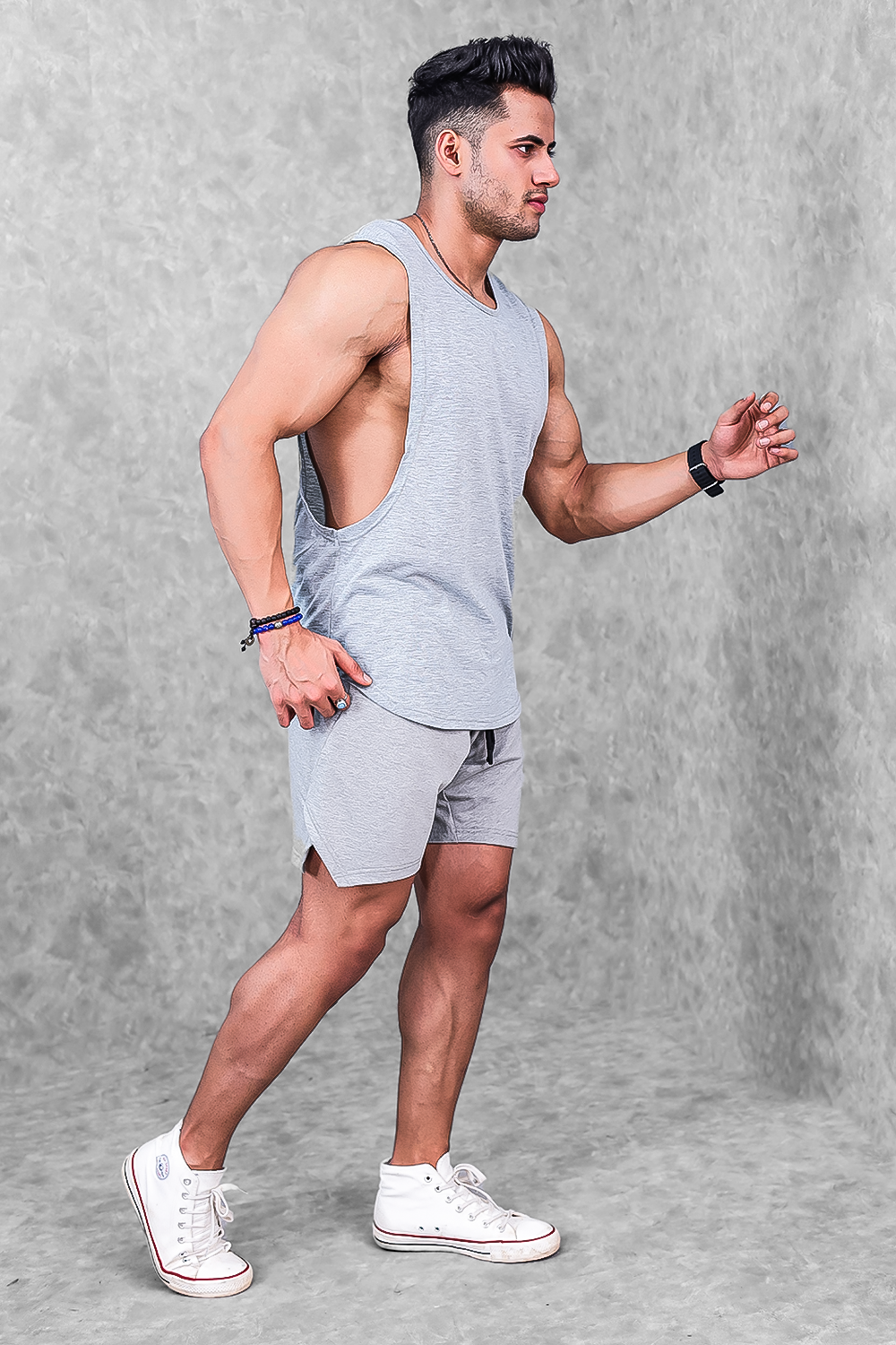 Active Gym Tank Top & Shorts Set- Grey