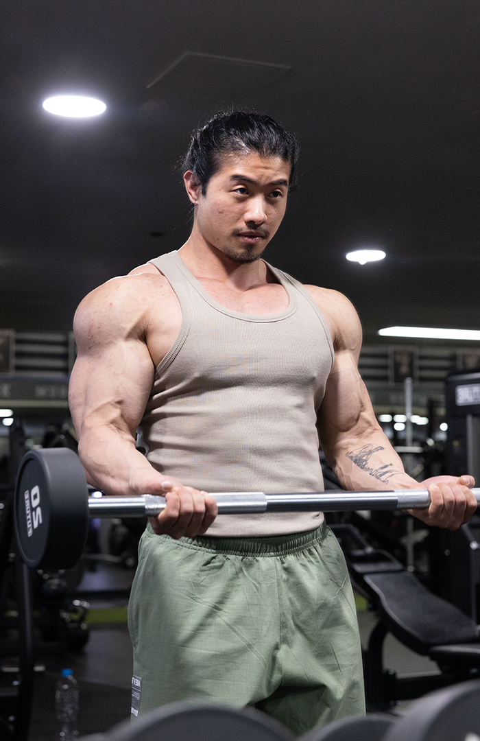 NT001 Ribbed Tank Beige