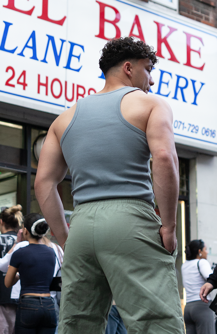 NT001 Ribbed Tank Lead Blue