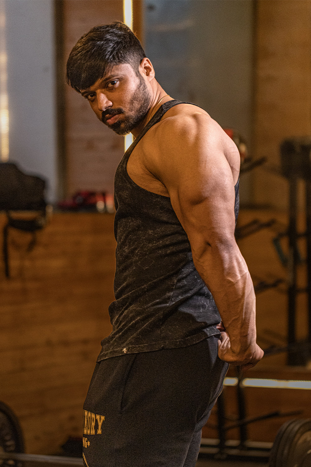 Washed Muscle-Up Ribbed Tank - Black