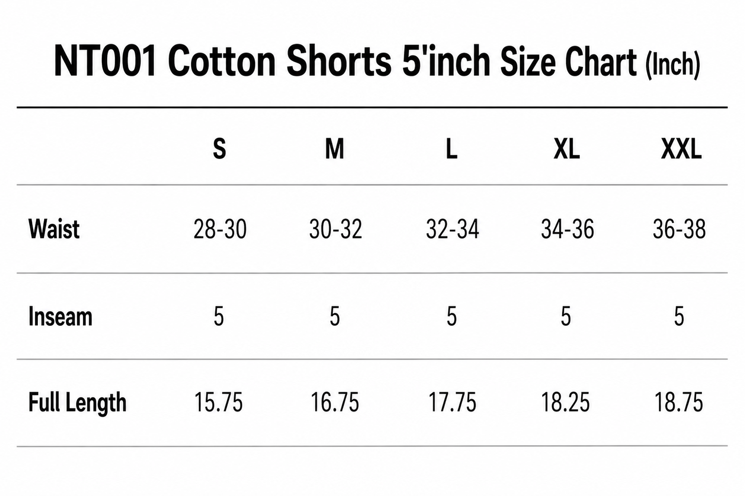 NT001 Shorts 5' inch