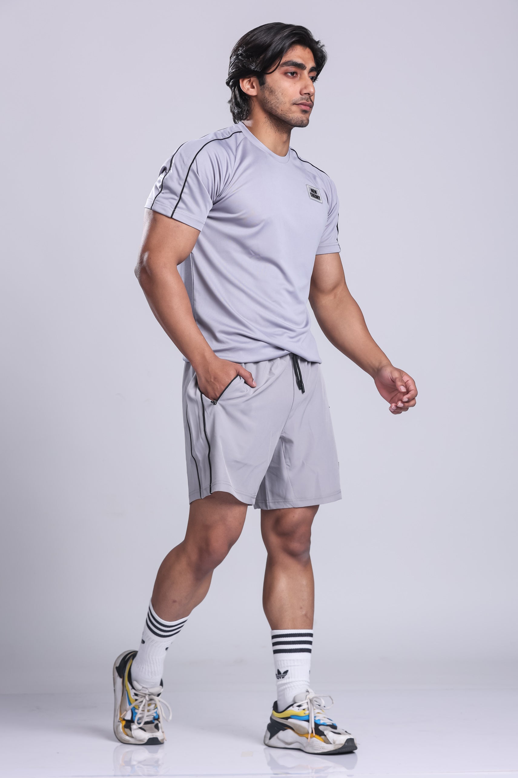 Essential Performance T-shirt & Shorts Set- Grey
