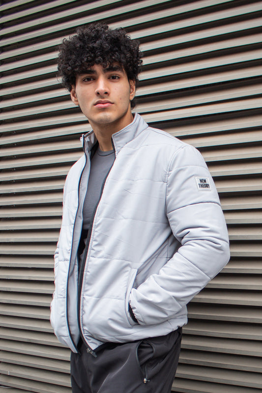 New Theory Full Zip Quilted Jacket- Grey