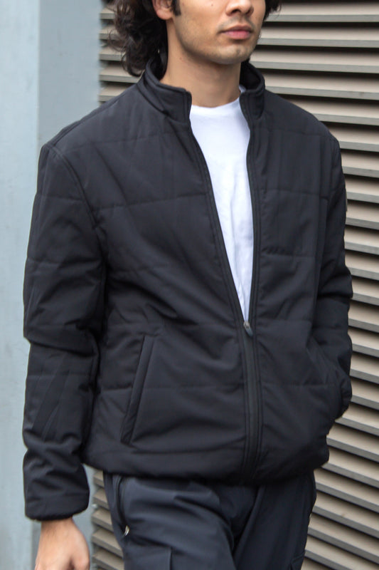 New Theory Full Zip Quilted Jacket- Black