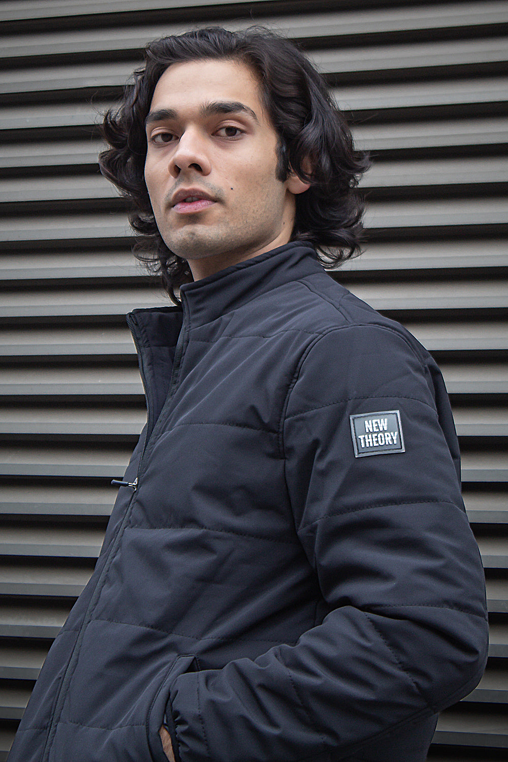 New Theory Full Zip Quilted Jacket- Black