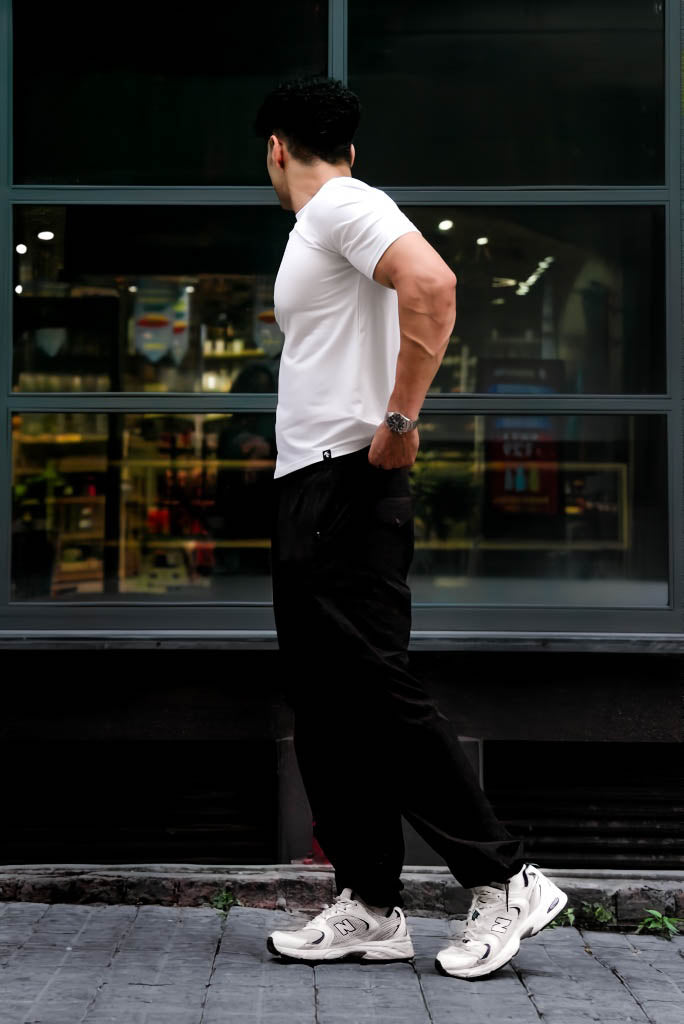 Carbon Straight Leg Pant - Black + Alpha T-shirt - White
