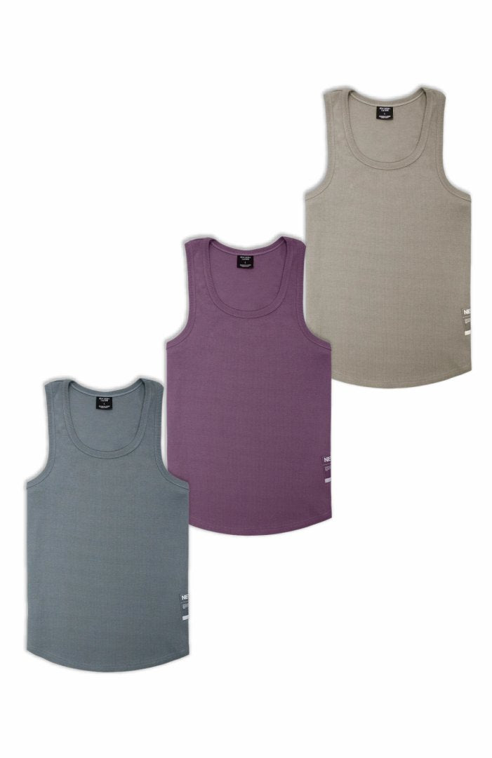 NT001 Ribbed Tank 3pk